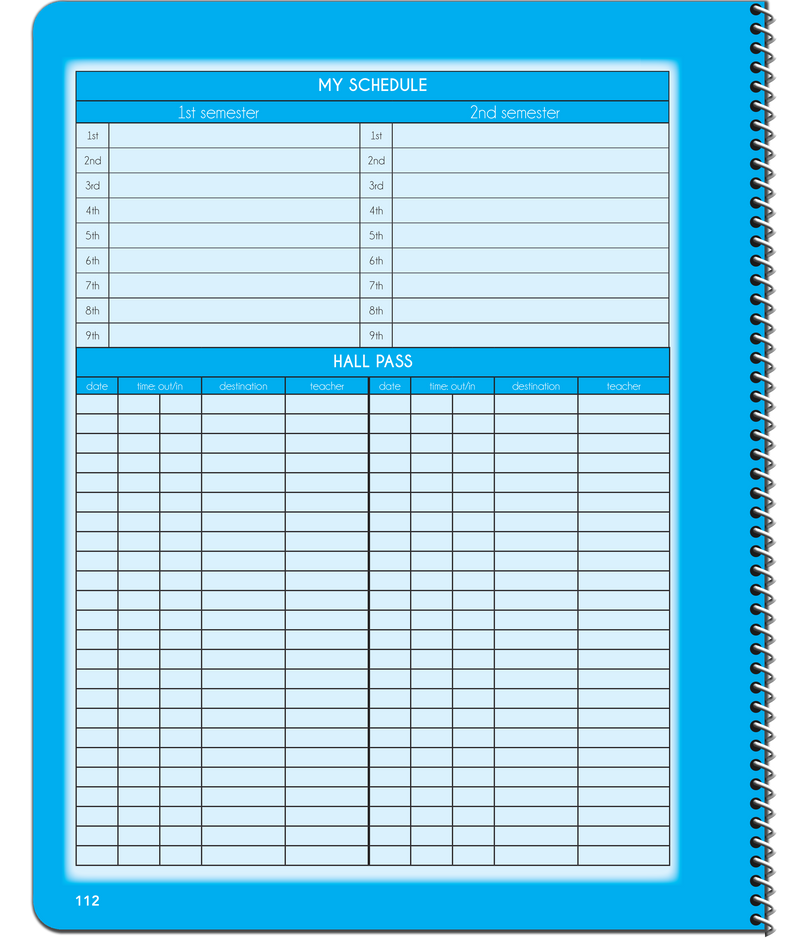 Undated Middle School Planner