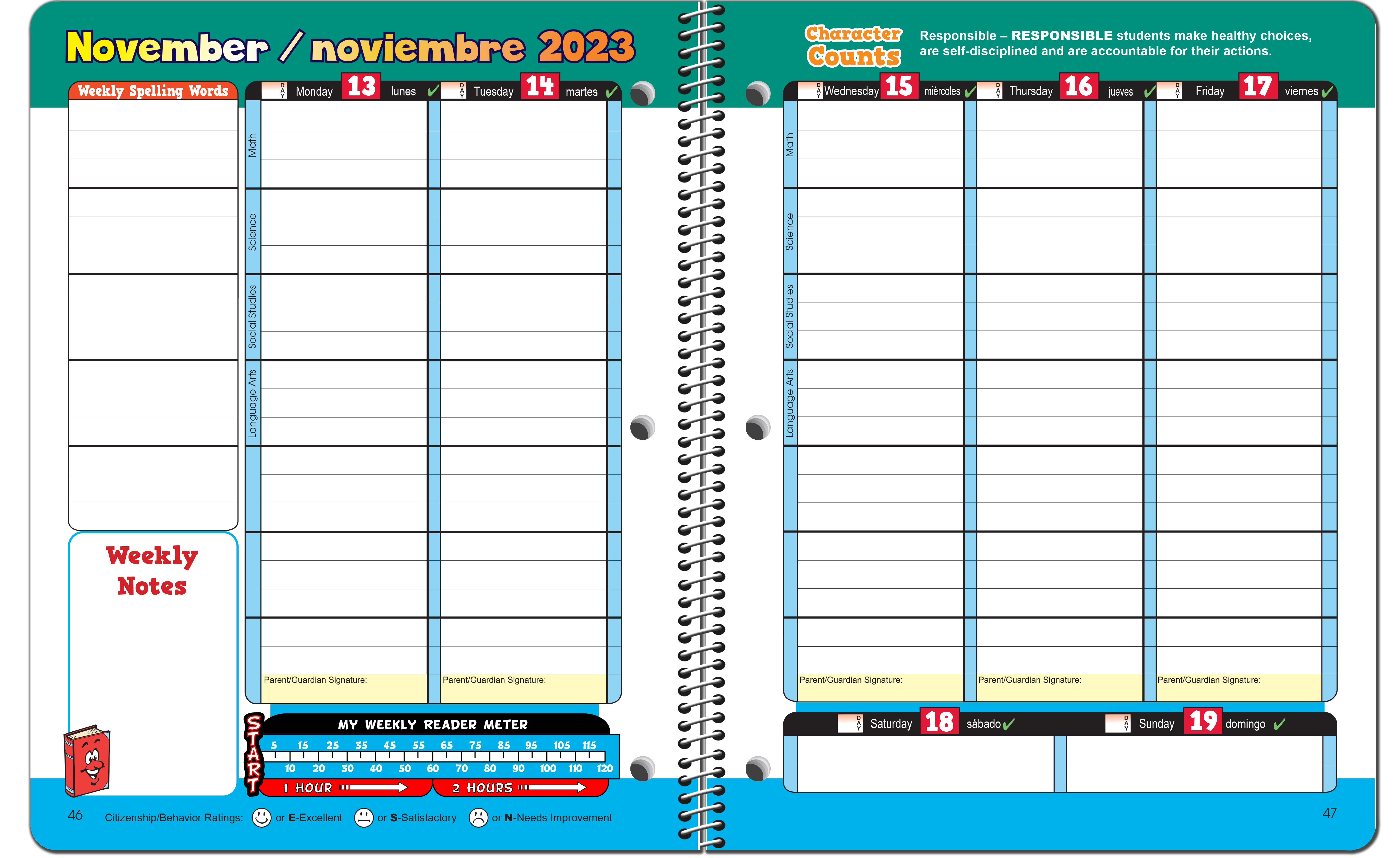 Homework Planner For Students 2023-2024: Daily Comprehensive Lesson Plan  Book For Elementary, Middle and High School Students / 110 Pages - 6 x 9